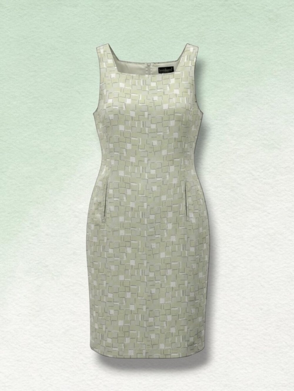 Harve Benard Mint & Silver Geometric Linen Blend Dress